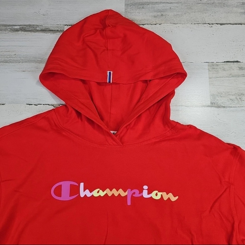 NEW Champion Hoodie Sweatshirt Womens Red Long Sleeve Logo Athletic Size M - Picture 2 of 9